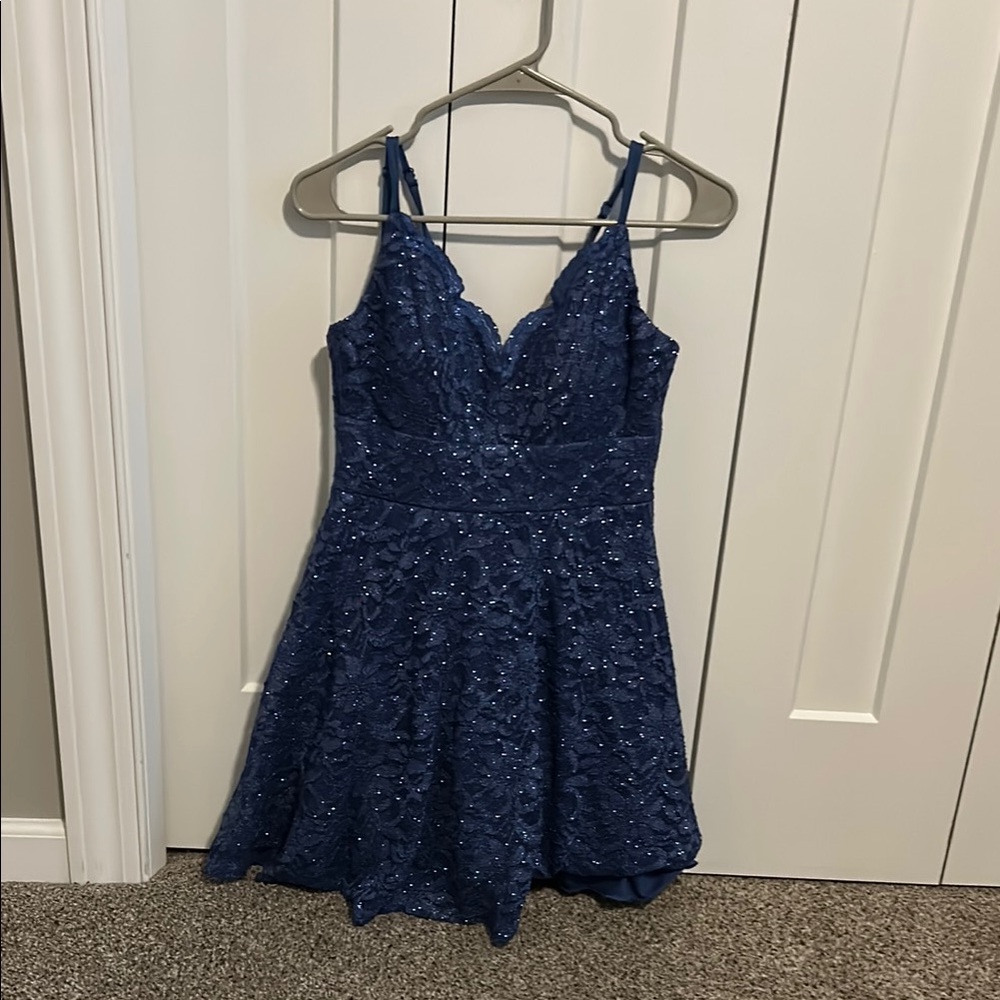 Teeze Me Blue Lace Mini Dress